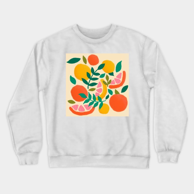 Textured Citrus Fruits Crewneck Sweatshirt by srojas26